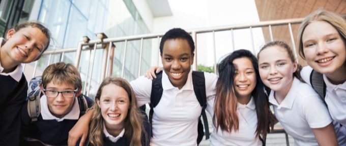 children in school uniform