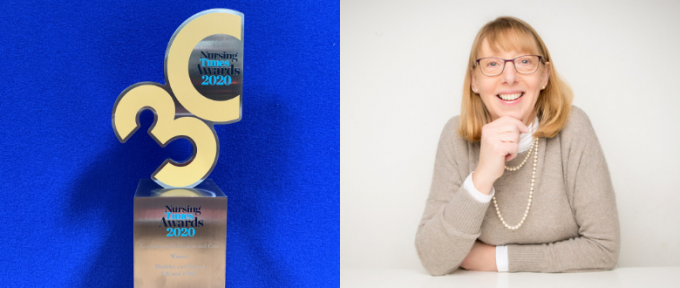 Nursing Times Award trophy and photo of Davina collage