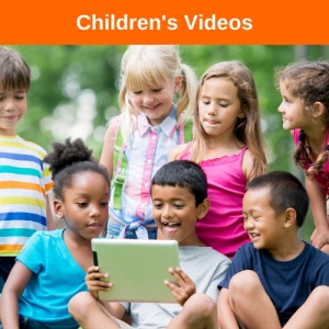 Children smiling watching a video