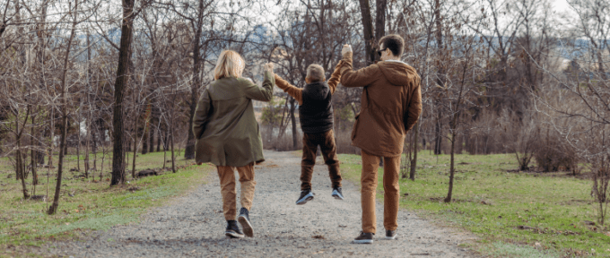 family from behind