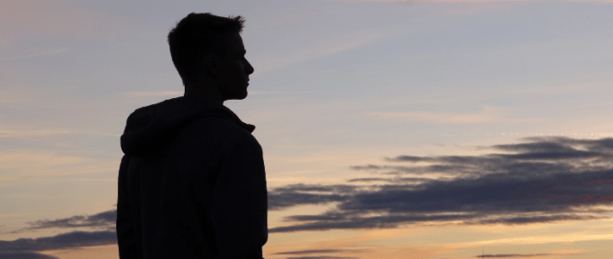 teenager against sunset