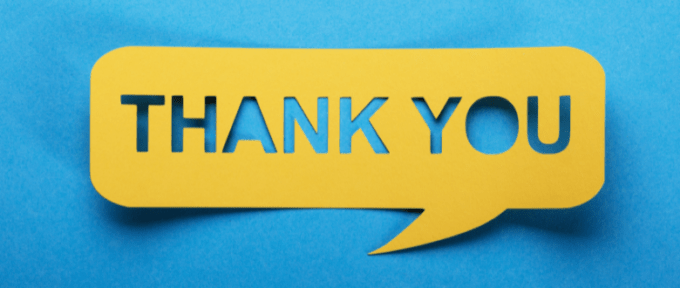 thank you writing in speech bubble