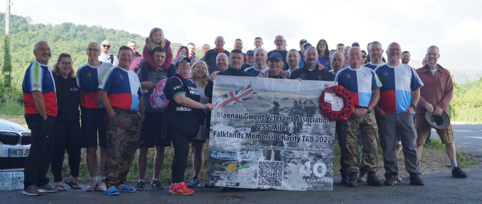 An image of the veterans and supporters on their journey to complete their 255 mile walk