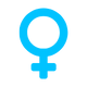 Blue female gender symbol, representing women or female-related health topics.